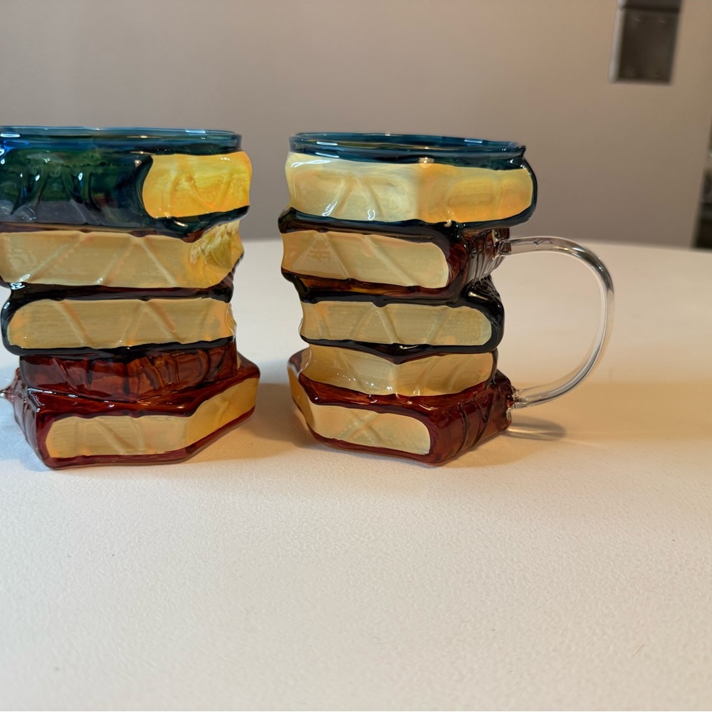 Stacked Book Design Ceramic Mugs - Multicolor